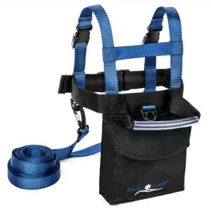 Lucky Bums Kids Ski Harness w/ Grip N' Guide Handle, 2 Leashes, Backpack, Navy, Brt Blue