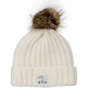 iLive Bluetooth Knit Stocking Beanie with Pom, White