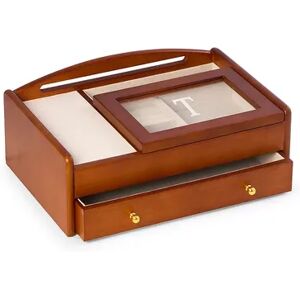 Bey-Berk Initial Monogram Tablet & Phone Valet, Brown