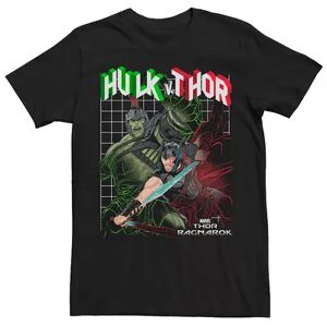 Licensed Character Men's Marvel Thor Ragnarok Hulk VS Thor Grid Drawn Tee, Size: XXL, Black