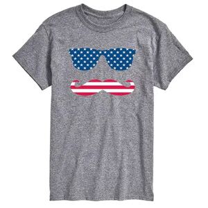 Licensed Character Men's Patriotic Mustache Glasses Tee, Size: XL, Med Grey