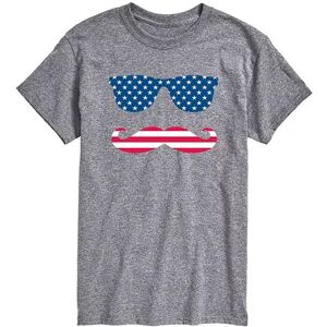 Licensed Character Men's Patriotic Mustache Glasses Tee, Size: XS, Med Grey