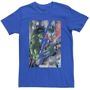 Licensed Character Men's Marvel Hulk vs Thor Split By Lightning Tee, Size: XXL, Med Blue