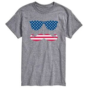 Licensed Character Men's Patriotic Mustache Glasses Tee, Size: Small, Med Grey