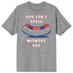 Licensed Character Men's Americana You Can't Spell Sausage without USA Tee, Size: Medium, Grey