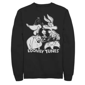 Licensed Character Men's Looney Tunes Characters Faces Black And White Sweatshirt, Size: Large