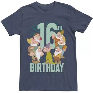 Licensed Character Men's Disney Snow White Dwarfs Group Shot 16th Birthday Tee, Size: Small, Blue