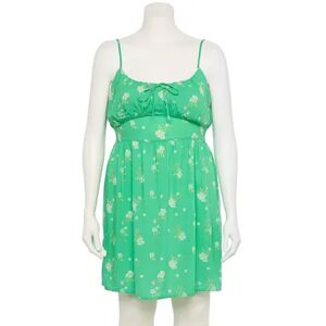 Juniors' Plus Size SO Front-Tie Mini Fit And Flare Dress, Girl's, Size: 1XL, Med Green