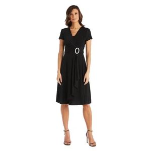 R&M Richards Women's R&M Richards Cascade Midi Dress, Size: 8, Black