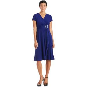 R&M Richards Women's R&M Richards Cascade Midi Dress, Size: 18, Blue