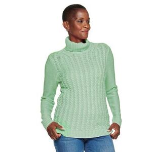 Women's Croft & Barrow Extra Soft Cable-Knit Turtleneck Sweater, Size: XS, Lt Green