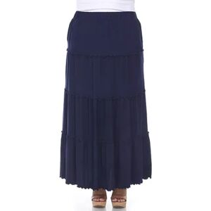 White Mark Plus Size White Mark Tiered High-Waisted Maxi Skirt, Women's, Size: 3XL, Blue
