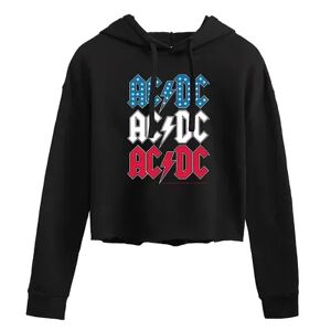Licensed Character Juniors' AC/DC USA Cropped Graphic Hoodie, Women's, Size: Large, Black