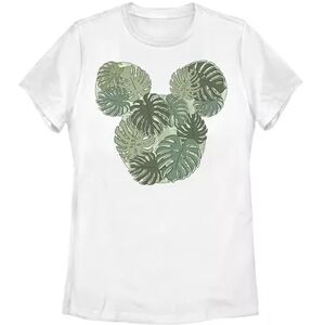 Licensed Character Disney's Mickey Mouse & Friends Juniors' Monstera Plant Fill Graphic Tee, Girl's, Size: Large, White