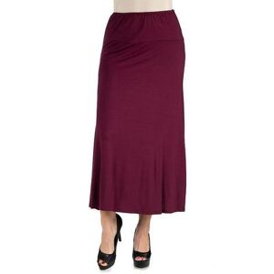 Women's 24seven Comfort Apparel Elastic Waist Midi Skirt, Size: Large, Dark Red