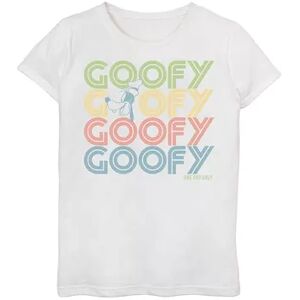 Disney s Goofy Girls 7-16 Head Portrait Name Stack Graphic Tee, Girl's, Size: Large, White