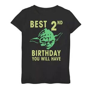 Girls 7-16 Star Wars Yoda Best 2nd Birthday You Will Have Stencil Graphic Tee, Girl's, Size: Large, Black