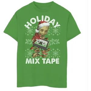 Marvel Boys 8-20 Marvel Guardians Of The Galaxy Groot Mix Tape Christmas Graphic Tee, Boy's, Size: Large, Med Green