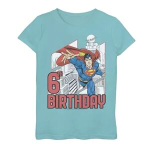 Licensed Character Girls 7-16 DC Comics Superman 6th Birthday Graphic Tee, Girl's, Size: Medium, Blue