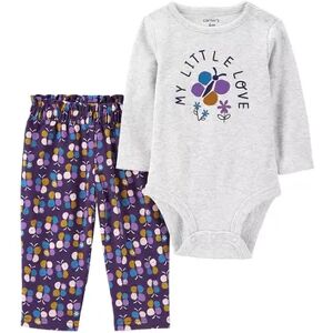 Baby Carter's 2-Piece Butterfly Bodysuit & Pant Set, Infant Girl's, Size: Newborn, Grey