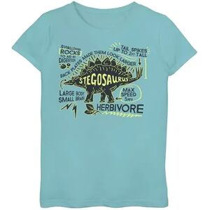 Licensed Character Girls 7-16 Stegosaurus Dinosaur Text Poster Graphic Tee, Girl's, Size: Large, Blue