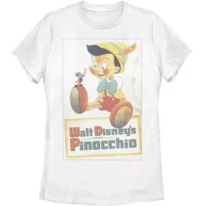 Licensed Character Disney's Pinocchio Juniors' Vintage Portrait Graphic Tee, Girl's, Size: Medium, White