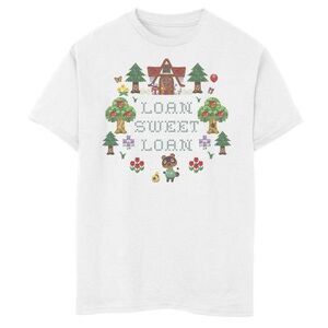 Licensed Character Boys 8-20 Animal Crossing Loan Sweet Loan Graphic Tee, Boy's, Size: Large, White