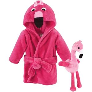 Hudson Baby Infant Girl Plush Bathrobe and Toy Set, Flamingo, One Size, Infant Girl's, Pink