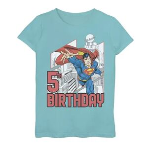 Licensed Character Girls 7-16 DC Comics Superman 5th Birthday Graphic Tee, Girl's, Size: Large, Blue