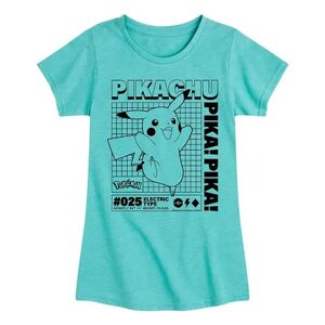 Pokemon Girls 7-16 Pokemon Pikachu Bolt Tee, Girl's, Size: XL (14/16), Turquoise/Blue