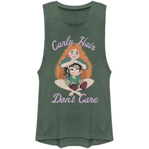 Disney Juniors' Disney Wreck It Ralph 2 Curly Hair Don't Care Muscle Tank, Girl's, Size: XXL, Green