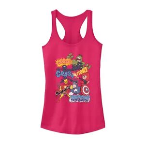 Marvel Juniors' Marvel Avengers Cartoon Sound Effects Retro Tank Top, Girl's, Size: XXL, Red