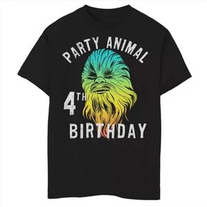 Boys 8-20 Star Wars Chewie Party Animal 4th Birthday Colorful Portrait Graphic Tee, Boy's, Size: Large, Black