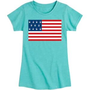 Licensed Character Girls 7-16 USA Hand Flag Graphic Tee, Girl's, Size: Large (10/12), Turquoise/Blue