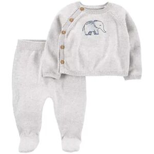 Baby Carter's 2-Piece Elephant Sweater & Footed Pant Set, Infant Boy's, Size: Newborn, Grey