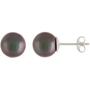 Unbranded 14k White Gold Tahitian Cultured Pearl Stud Earrings, Women's, Black