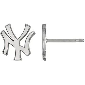 LogoArt 14K Gold New York Yankees Post Earrings, Women's, Size: 9 mm, Silver