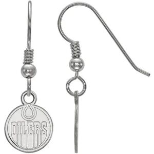 LogoArt Sterling Silver Edmonton Oilers Small Wire Dangle Earrings, Women's, Grey