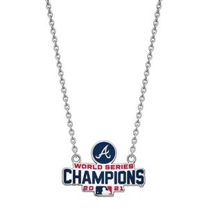 Unbranded LogoArt Atlanta Braves 2021 World Series Champions Large Enamel & Sterling Silver Pendant Necklace, Women's, Grey