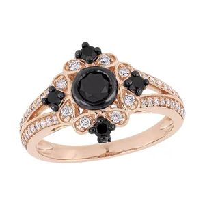 Stella Grace 10k Rose Gold 1 Carat Black & White Diamond Ring, Women's, Size: 7