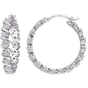 Stella Grace Sterling Silver 1 1/4 Carat T.W. Lab-Created Moissanite Hoop Earrings, Women's, White