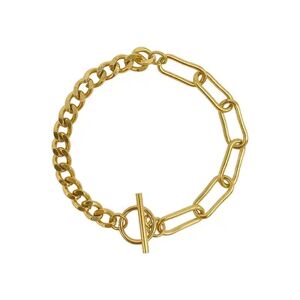 Adornia Stainless Steel Curb and Paper Clip Chain Toggle Bracelet, Women's, Gold