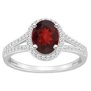 Celebration Gems Sterling Silver Gemstone & 1/4 Carat T.W. Diamond Halo Ring, Women's, Size: 9, Red