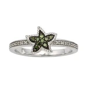 Jewelexcess Sterling Silver 1/7-ct. T.W. Green and White Diamond Starfish Ring, Women's, Size: 6