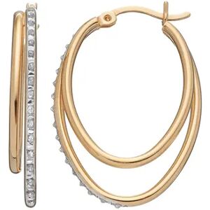 Diamond Mystique 18k Gold Over Silver Oval Hoop Earrings, Women's, White