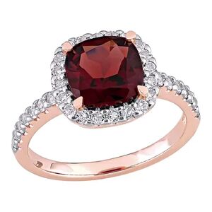 Stella Grace 10K Rose Gold Garnet & White Topaz Halo Ring, Women's, Size: 5, Red