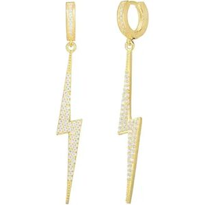 Sunkissed Sterling Cubic Zirconia Lightning Bolt Hoop Drop Earrings, Women's, Gold