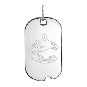 LogoArt Vancouver Canucks Sterling Silver Small Dog Tag Pendant, Women's, Size: 18 mm, Grey