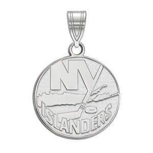 LogoArt New York Islanders Sterling Silver Medium Logo Pendant, Women's, Size: 15 mm, Grey