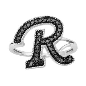 Jewelexcess Sterling Silver 1/4-ct. T.W. Black Diamond Initial Ring, Women's, Size: 6